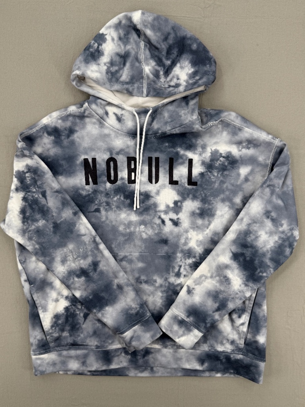 NOBULL Tie Dye Pullover Hoodie Size Blue Grey White Sweatshirt CrossFit Women L